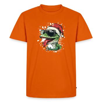 Lézard Noël Drôle Gecko - T-shirt Premium bio Homme - orange  - Devant - Nico (187cm)