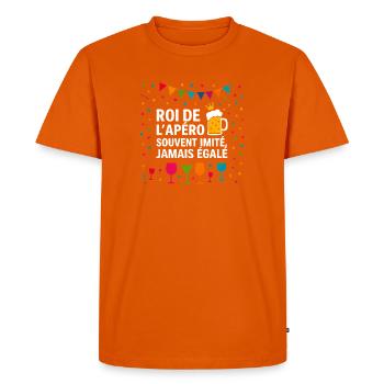 Roi de l’apéro jamais égalé - T-shirt Premium bio Homme - orange  - Devant - Nico (187cm)