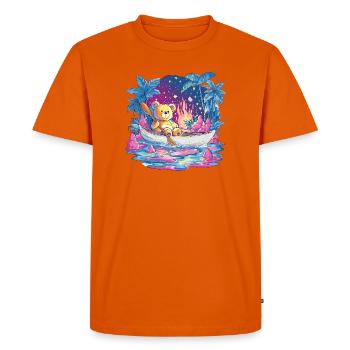 Teddy Boat Dream Sous Le Ciel Étoilé - T-shirt Premium bio Homme - orange  - Devant - Nico (187cm)