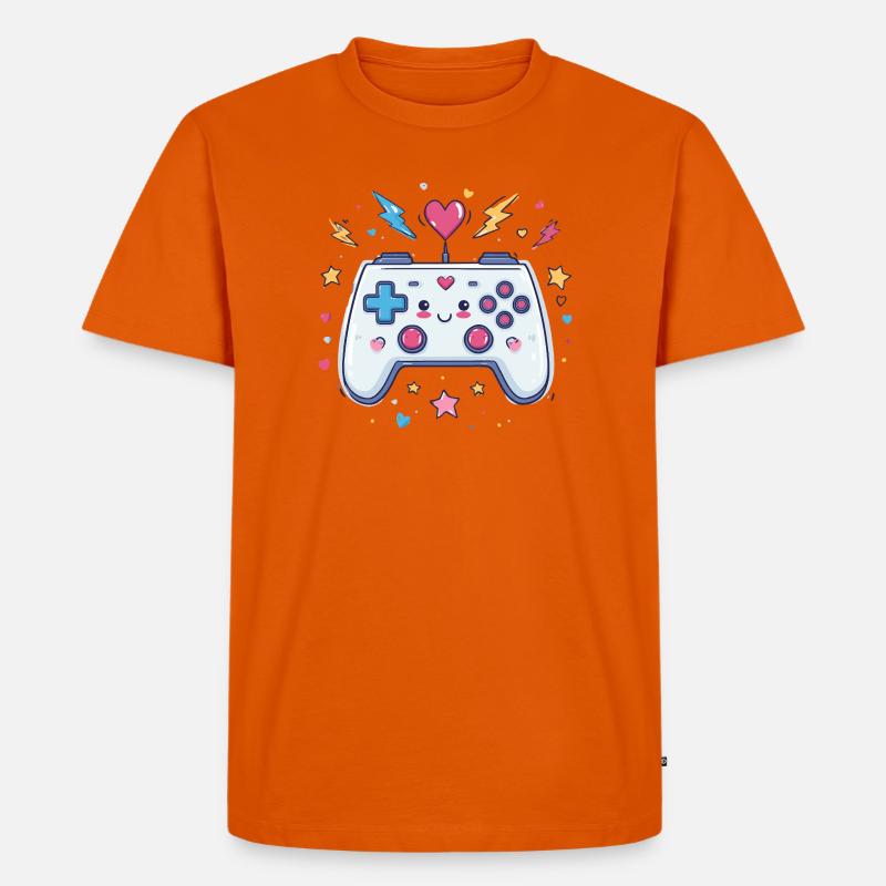 Herzcontroller Doodle Pixel Pop - Männer Premium Bio T-Shirt - Orange 