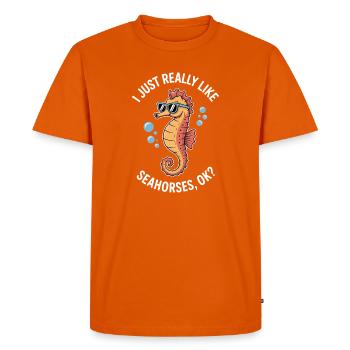 Hippocampe qui dit un drôle d’hippocampe Cadeau - T-shirt Premium bio Homme - orange  - Devant - Nico (187cm)