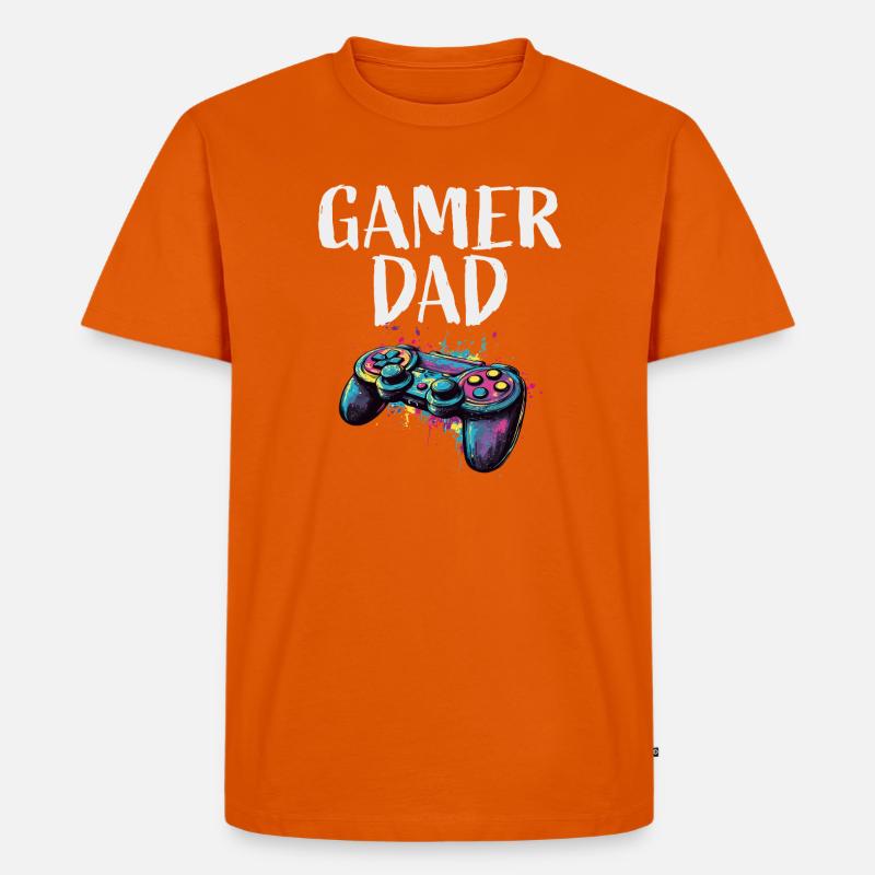 Gamer Dad Controller Farbexplosion - Männer Premium Bio T-Shirt - Orange