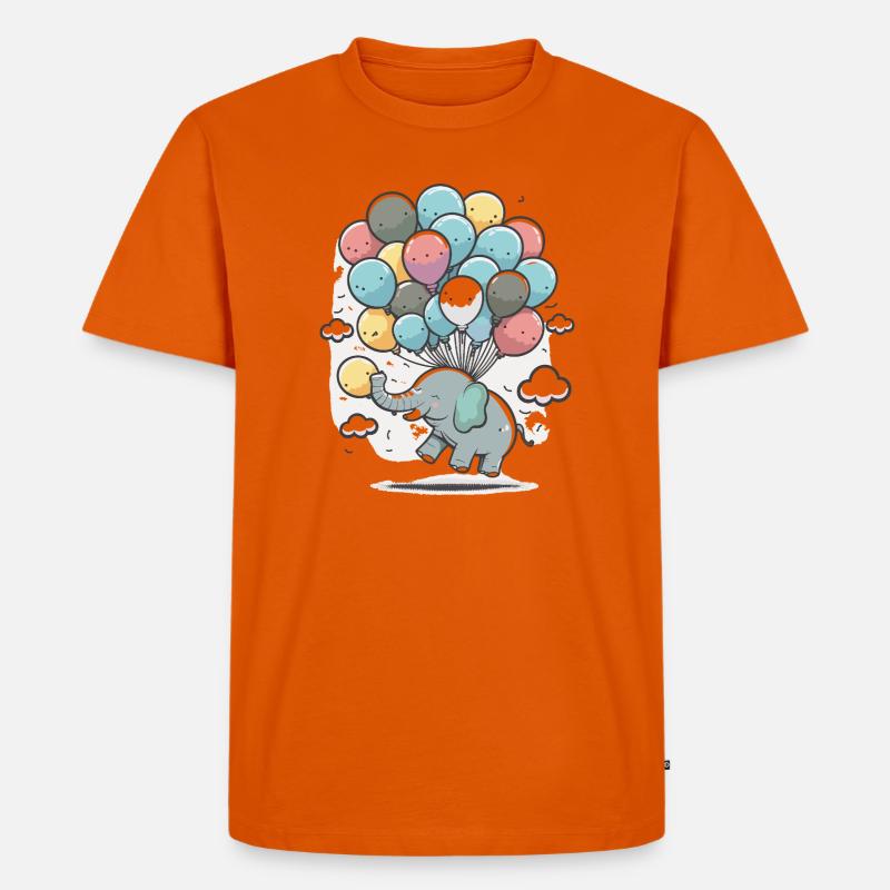 Ballon-Elefant im Wolkenmeer - Männer Premium Bio T-Shirt - Orange 