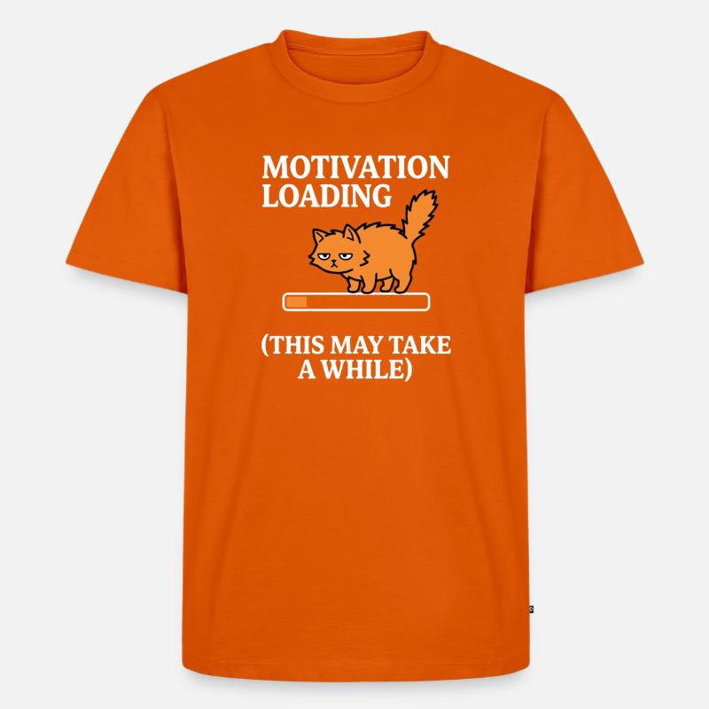 Motivation Loading Müde Katze mit Ladebalken - Männer Premium Bio T-Shirt - Orange 