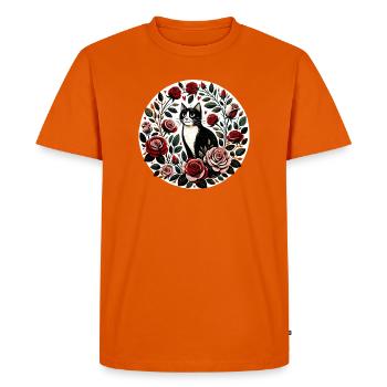 Cercle des chats du jardin de roses - T-shirt Premium bio Homme - orange  - Devant - Nico (187cm)