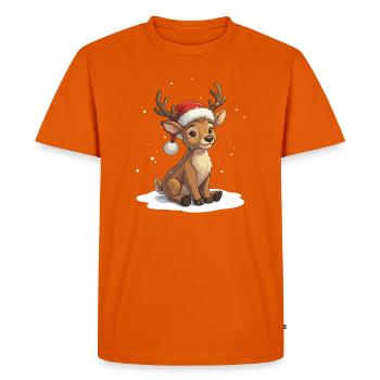 Petit renne mignon avec un chapeau de Noël - T-shirt Premium bio Homme - orange  - Devant - Nico (187cm)