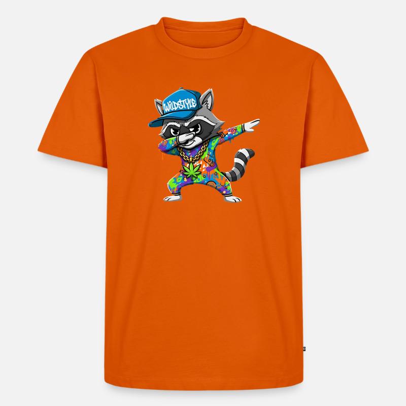 Wildstyle Dabbing Waschbär  Buntes Graffiti Design - Männer Premium Bio T-Shirt - Orange 