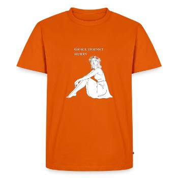 Grace Doesn't Hurry – Line Art Summer Motif - Men's Premium Organic T-Shirt - orange  - Front - Nico (187cm)