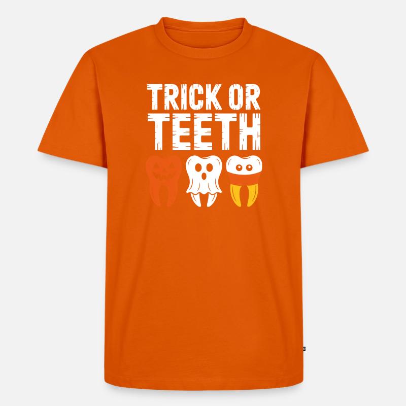 Trick oder Teeth Halloween-T-Shirt - Männer Premium Bio T-Shirt - Orange 