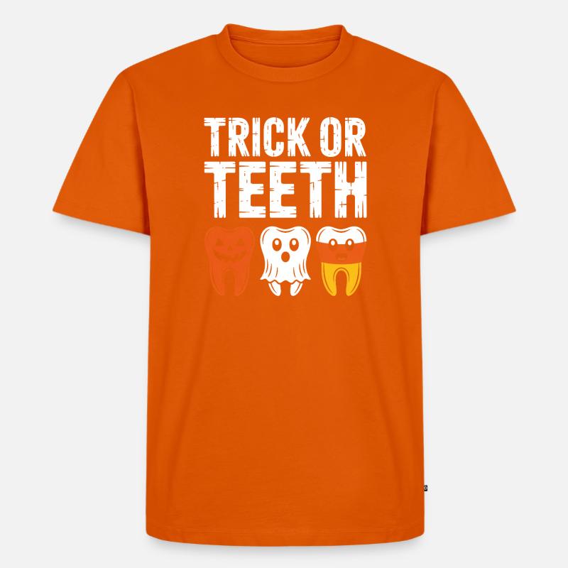 Trick oder Teeth Halloween-T-Shirt - Männer Premium Bio T-Shirt - Orange 