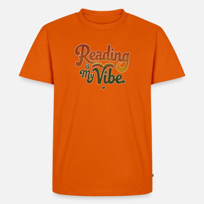 Reading Is My Vibe – Retro Buchspruch - Männer Premium Bio T-Shirt - Orange 