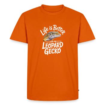 La vie est meilleure avec le Gecko Léopard - T-shirt Premium bio Homme - orange  - Devant - Nico (187cm)