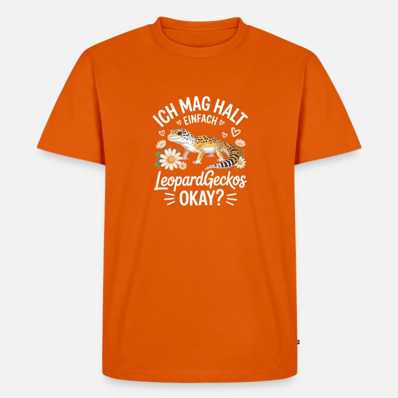 Leopardgecko Herzflor Spruch - Männer Premium Bio T-Shirt - Orange 