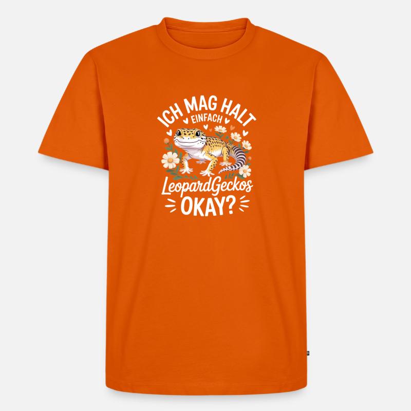 LeopardGecko Charm mit Blüten - Männer Premium Bio T-Shirt - Orange 