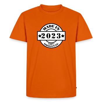 FABRIQUÉ EN 2023 Année de naissance Année de construction Cadeau vintage - T-shirt Premium bio Homme - orange  - Devant - Nico (187cm)