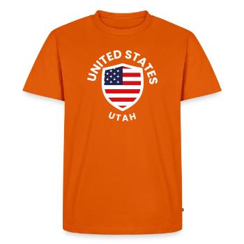 United States Utah Shield - Men's Premium Organic T-Shirt - orange  - Front - Nico (187cm)