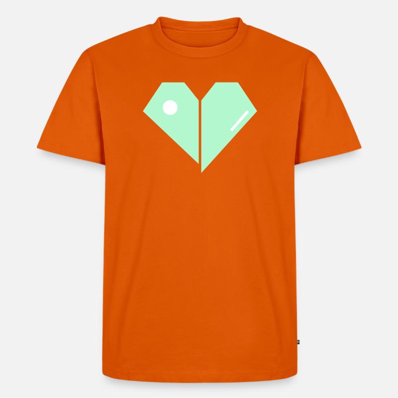 Mint Herz Split Minimalist - Männer Premium Bio T-Shirt - Orange 