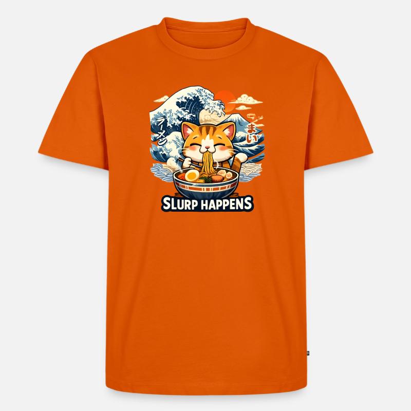 Ramen Neko Great Wave - Männer Premium Bio T-Shirt - Orange 