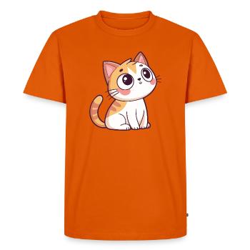 Chaton Curieux - T-shirt Premium bio Homme - orange  - Devant - Nico (187cm)