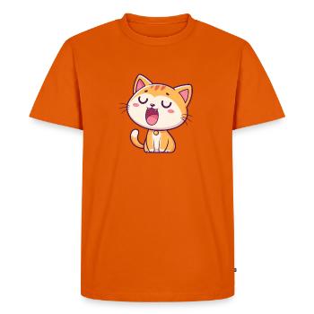 Chaton Mignon Souriant - T-shirt Premium bio Homme - orange  - Devant - Nico (187cm)