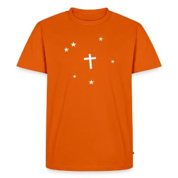 Croix minimaliste dans le ciel étoilé - T-shirt Premium bio Homme - orange  - Devant - Nico (187cm)