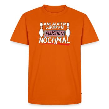 Course, lancer, jurer, lancer encore - T-shirt Premium bio Homme - orange  - Devant - Nico (187cm)