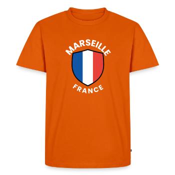 Écusson de Marseille France - T-shirt Premium bio Homme - orange  - Devant - Nico (187cm)