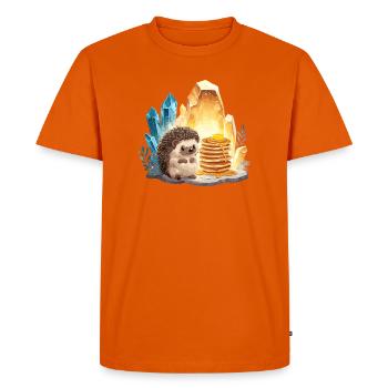 Hedgehog with pancakes in crystal cave - Men's Premium Organic T-Shirt - orange  - Front - Nico (187cm)