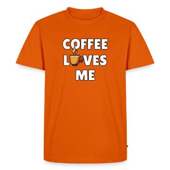 Coffee loves me – Funny coffee message - coffee humor - Men's Premium Organic T-Shirt - orange  - Front - Nico (187cm)