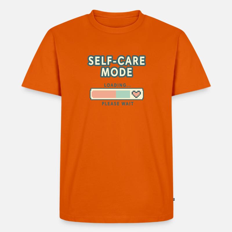 Self-Care Mode Loading - Retro Pixel Edition - Männer Premium Bio T-Shirt - Orange 