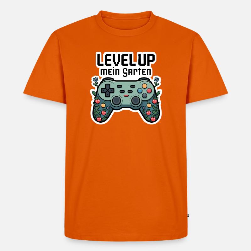 Level Up Garten-Controller Design - Männer Premium Bio T-Shirt - Orange 