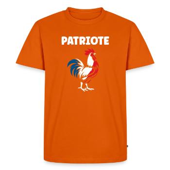 Coq Patriote Tricolore Coq français - T-shirt Premium bio Homme - orange  - Devant - Nico (187cm)