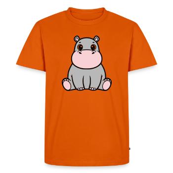 Cute Baby Hippopotamus Sitting Kawaii - Men's Premium Organic T-Shirt - orange  - Front - Nico (187cm)