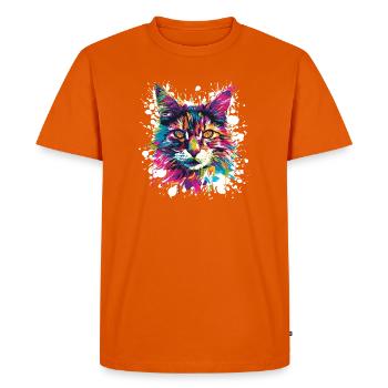 Cat Animal Art - Men's Premium Organic T-Shirt - orange  - Front - Nico (187cm)