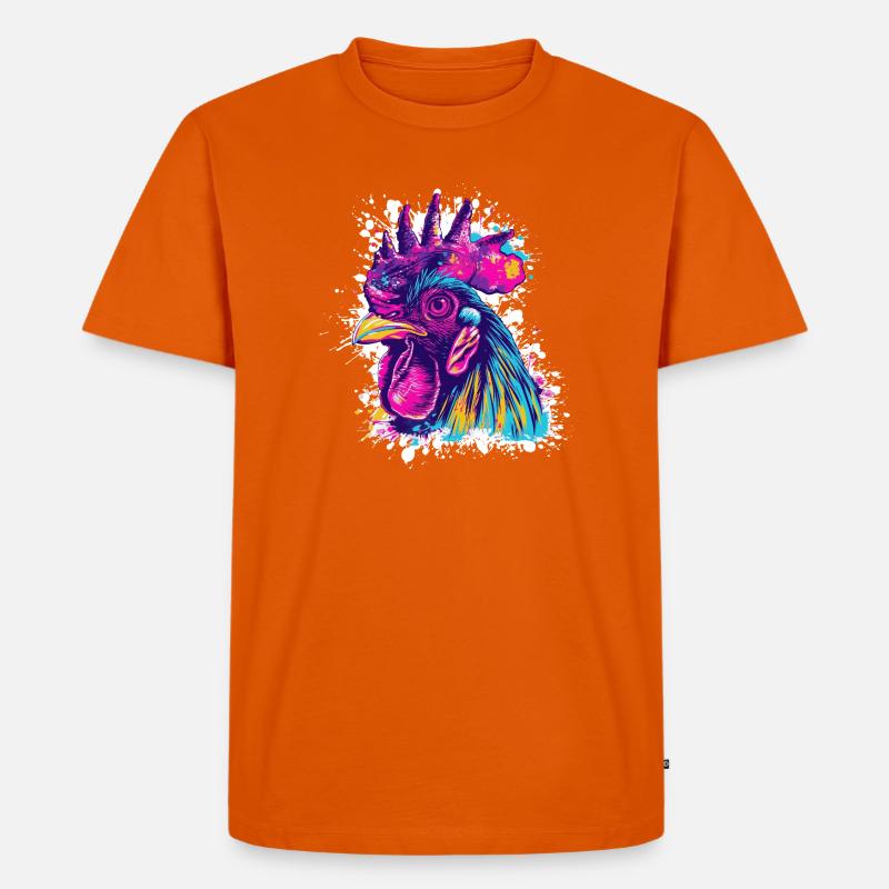 Hahn Kunst Graffiti - Männer Premium Bio T-Shirt - Orange 