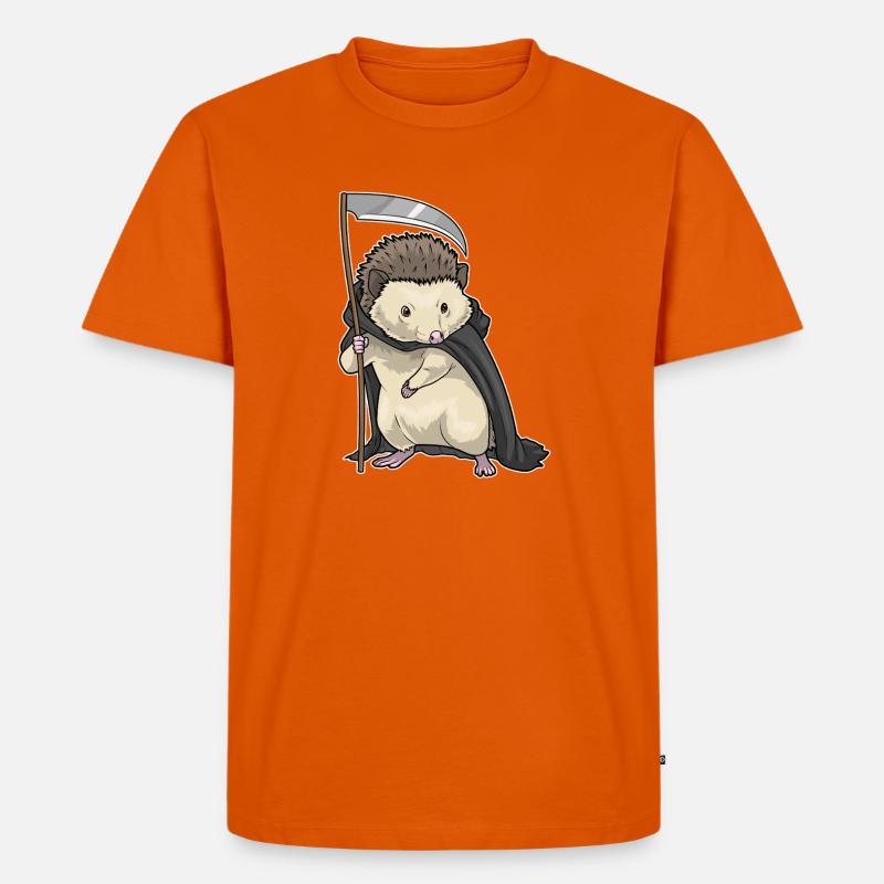 Igel Halloween Sensemann - Männer Premium Bio T-Shirt - Orange