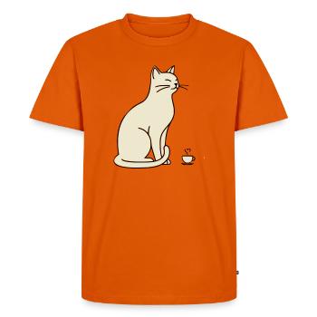 Minimalist Silhouette Cream Cat - Men's Premium Organic T-Shirt - orange  - Front - Nico (187cm)