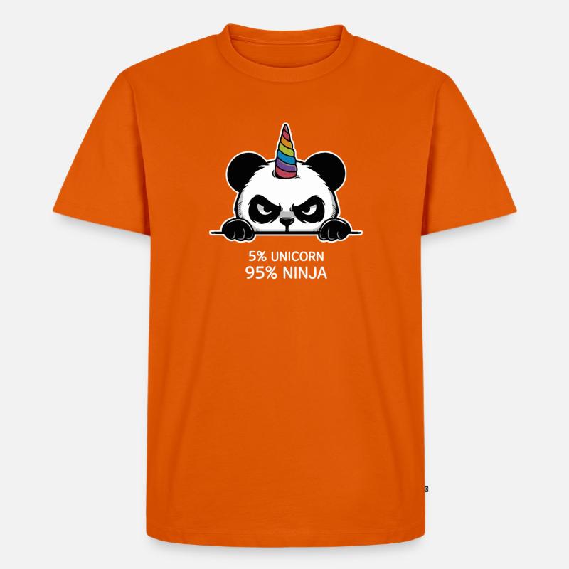 Panda Einhorn Ninja Spruch - Männer Premium Bio T-Shirt - Orange 