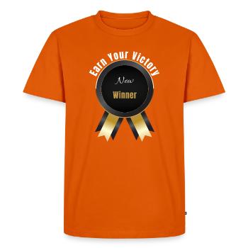 Gagnez votre victoire – Gagnant | Prix de motivation Badg - T-shirt Premium bio Homme - orange  - Devant - Nico (187cm)