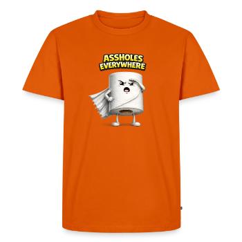 Connards partout : design humoristique 3D - T-shirt Premium bio Homme - orange  - Devant - Nico (187cm)