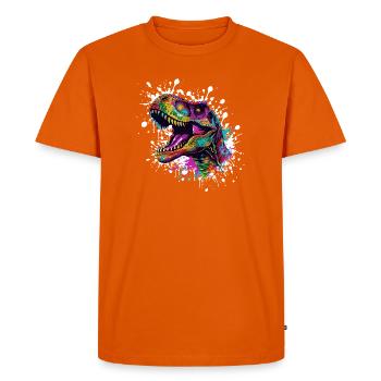 Colorful Dino Splatter - Men's Premium Organic T-Shirt - orange  - Front - Nico (187cm)