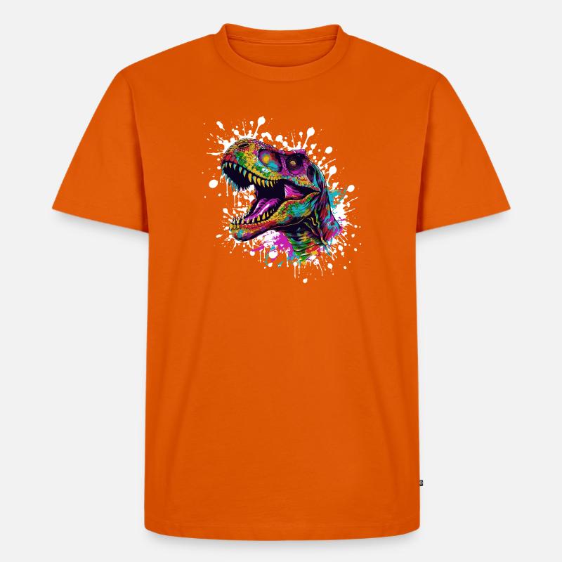 Bunter Dino-Splatter - Männer Premium Bio T-Shirt - Orange 