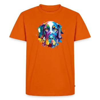 German Shorthaired Pointer GSP Colourful Dog Art - Men's Premium Organic T-Shirt - orange  - Front - Nico (187cm)