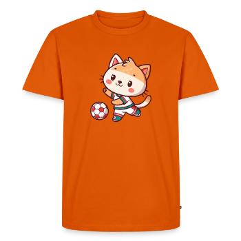 Chaton Joueur de Foot Adoré - T-shirt Premium bio Homme - orange  - Devant - Nico (187cm)