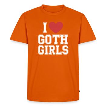 J’aime les filles gothiques - T-shirt Premium bio Homme - orange  - Devant - Nico (187cm)