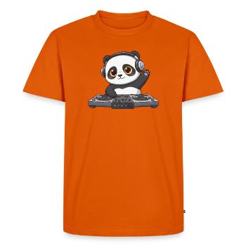 Panda DJ Dancing Techno Music DJ Party - Men's Premium Organic T-Shirt - orange  - Front - Nico (187cm)