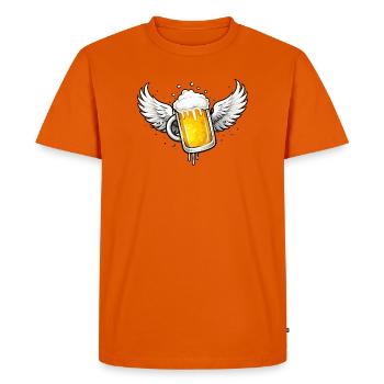 Chope de bière avec des ailes – motif amusant et sympa - T-shirt Premium bio Homme - orange  - Devant - Nico (187cm)