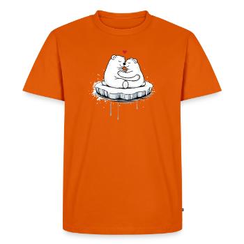 Zwei kuschelnde Eisbären auf Eisscholle  - Men's Premium Organic T-Shirt - orange  - Front - Nico (187cm)