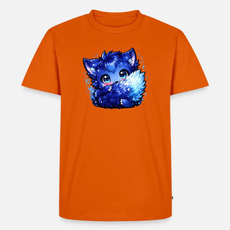 Blauer Eisfuchs Chibi-Design - Männer Premium Bio T-Shirt - Orange 