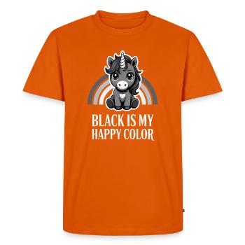 Licorne Noire Joyeuse Couleur - T-shirt Premium bio Homme - orange  - Devant - Nico (187cm)